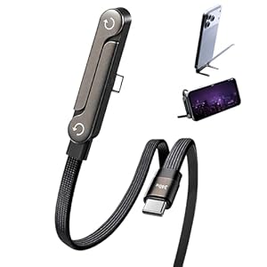 Cable USB C a USB C, cable de carga USB C de 5 pies de 240 W con función de soporte invisible para teléfono, cable USB C de ángulo recto, adecuado para iPhone 17 Pro Max, 16, 15 Series, Samsung Galaxy