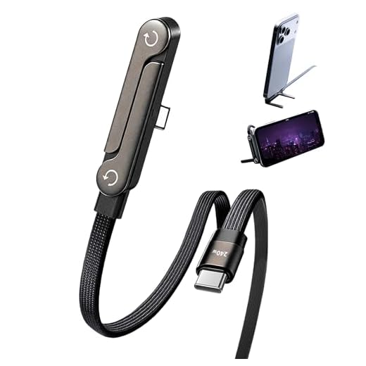 USB C to USB C Cable, 5-Foot 240w USB C Charge Cable with Invisible Phone Holder Function, Right Angle USB C Cable, Suitable for iPhone 17 Pro Max, 16, 15 Series, Samsung Galaxy S25, S24 Ultra, Etc.