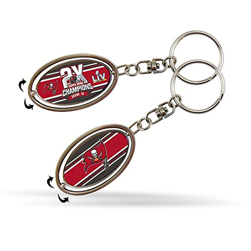 Rico Industries NFL Tampa Bay Buccaneers 2 Time Super Bowl Champs Metal Spinner Keychain