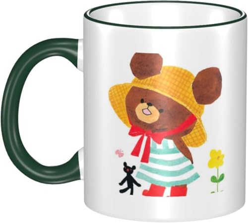 男女贈り物くまのがっこう9 耐熱カップ セラミック ティーカップ 陶器 マグ マグカップ コーヒーカップ かわいい セラミック おしゃれコップ かわいい 景品 マグ 贈答品 Dark Green