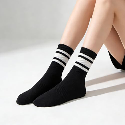 Image of VWU Women Men Crew Socks Cotton Dress Socks Ankle Neutral Casual Gilr Boy Solid Color Crew Socks SIze 5-12
