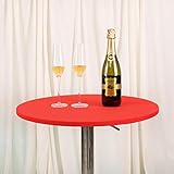 JISEN Cocktail Spandex Round Tablecloth Fitted Stretchable Table Cap 35 Inch A-Red