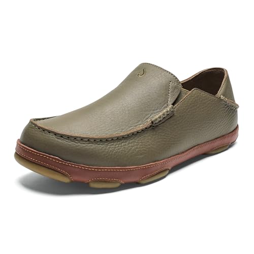 OLUKAI Moloa Men's Premium Leather Shoes, Easy Slip On & Off Design, Casual & Versatile Loafer, Drop-in Heel & Enhanced Traction