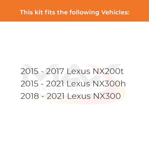 Image of Max Advanced Brakes Front & Rear Brake Kit Compatible With 2015 2016 2017 2018 2019-2021 Lexus NX200t NX300h NX300 Replacement Cross Drilled Disc Brake Rotors and Ceramic Brake Pads