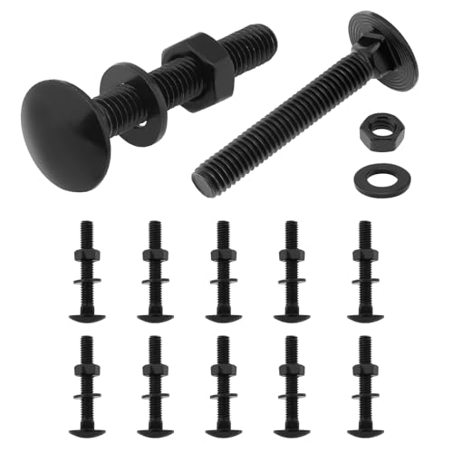 Smgda 12 Sets M6 x 40mm Carriage Bolt Kit, Round Head Square Neck Screws with Hex Nuts and Flat Washers, Full Thread Coverage Bolt