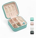 Apna Discount Mart Portable Jewelry Travel Organizer Box, Compact PU Leather Storage Box with Zipper for Rings, Earrings & Necklaces – Portable & Stylish Gift Case for Women & Girls (Light Green)