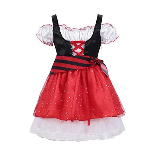 Freebily Disfraces Piriata Niñas Princesa para Fiesta Comunión Vestido de Festival Lentejuelas Brillantes de Tul Ropa Costume Carnaval Halloween Black&Red 2-4 Años