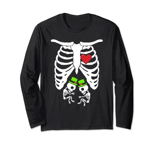 Día de San Patricio Camisa Mujer Twin Embarazo Anuncio Manga Larga