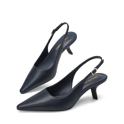 DREAM PAIRS Women's Slingback Kitten Heels Pumps Shoes,Navy,8 by DREAM PAIRS - Used condition - US$25.79