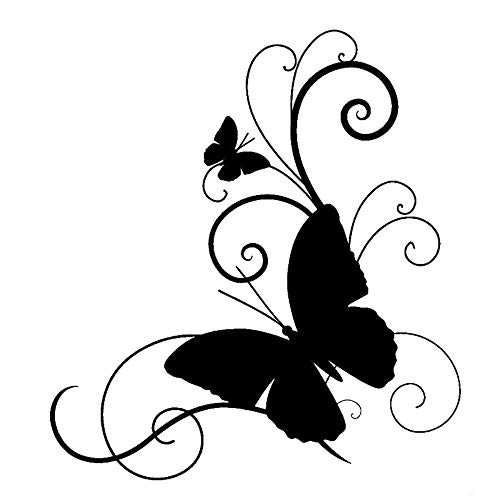 EROSPA® - Adesivo per auto, moto, farfalla, farfalla, con traliccio, colore: nero