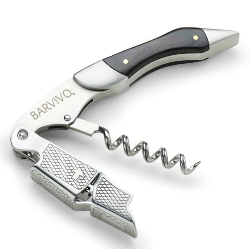 Professional Waiters Corkscrew by Barvivo - This Bottle Opener for Beer and Wine Bottles is Used by Waiters Sommelier and Bartenders Around the World. Made of Stainless Steel and Ebony Wood.