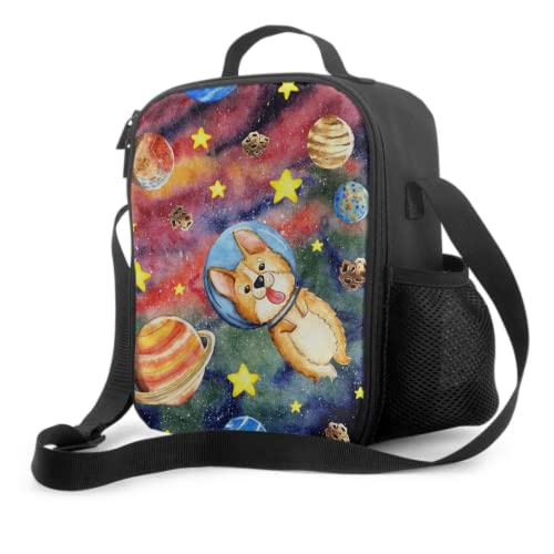 Harooni Corgi Lunch Bag For Boys Girls Space Planet Insulated Lunch Box For Kids Waterproof Reusable School Solar System Cooler Lunchbox With Side Pocket #TOP19