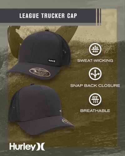 Image of Hurley Men's Caps - H2O-Dri League Baseball Caps for Men with Snapback Closure - Classic Mens Trucker Hats (S-XL)