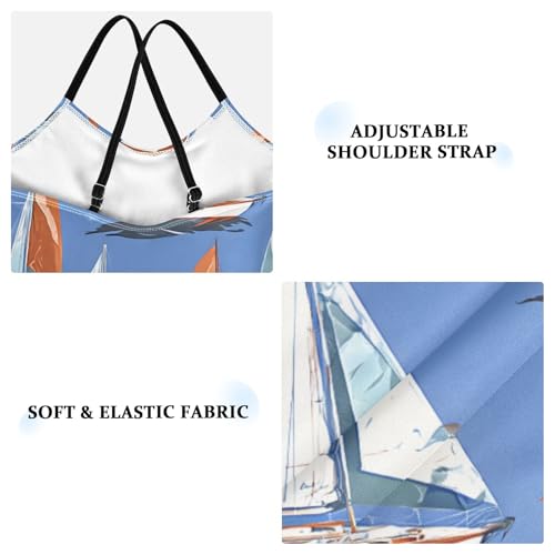 Sailboat Pattern Girls One Piece Swimsuits Summer Quick Dry Beach Bathing Suit4