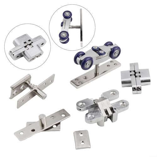 Herraje para puerta plegable, kit de riel para puerta bifold, construcción en aleación de zinc y nylon, diseño reforzado para, sistema de polea con rodamiento suave, bisagra Se miniatura 6
