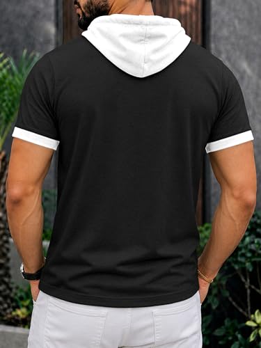 Image of Noble Monk Men's Regular Fit Hoodie T-Shirt for Man |Half Sleeves Tshirt for Men | Casual Wear Stylish T-Shirt for Man | Gym Tshirt for Men