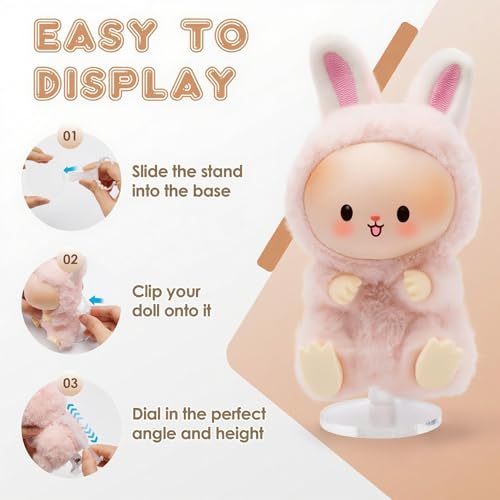 Image of Adjustable Doll Stand for Blind Box Minifigures 2 Pack | compatible with Sitting & Standing Labubu mini figures Premium Acrylic Base Display Holder for 3-7 inch Figures