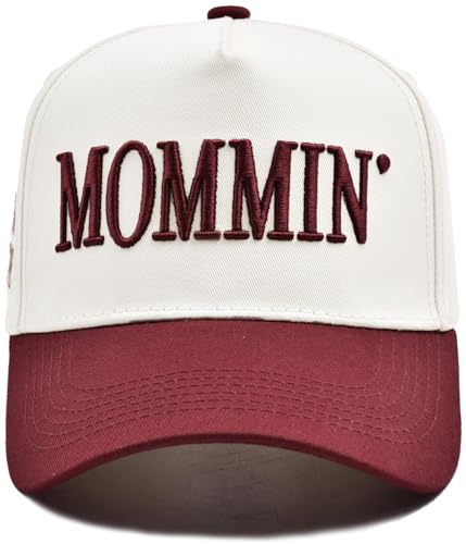 Image of Women's Mommin Trucker Hat - Vintage Two-Tone Ponytail Baseball Cap, Embroidered Adjustable Hat, Great Gift for Mom & Women