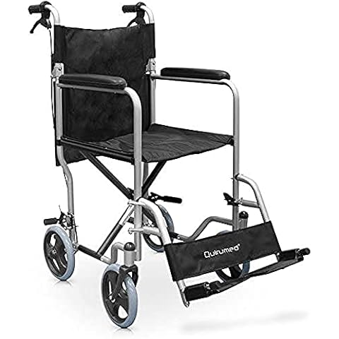 QUIRUMED Silla de ruedas de tránsito plegable para casa con ancho de asiento de 41 cm y reposapiés abatibles Cover
