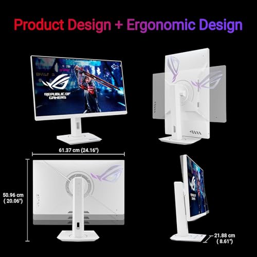 Image of ASUS ROG Strix 27 inch 2K HDR Gaming Monitor - QHD (2560 x 1440), 180Hz, 1ms, Fast IPS, DCI-P3 95%, ELMB, G-Sync Compatible, AI Gaming, DisplayPort & HDMI & USB-C, Height /Tilt /Pivot /Swivel, VESA, White
