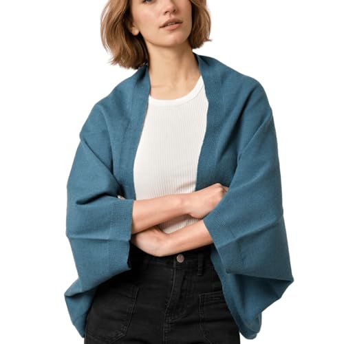 Image of WaJuemy Shrug Sweater Shawl Wraps for Women Soft Cashmere Ponchos Sweater Cardigan Casual Open Front Top Cape Shawls