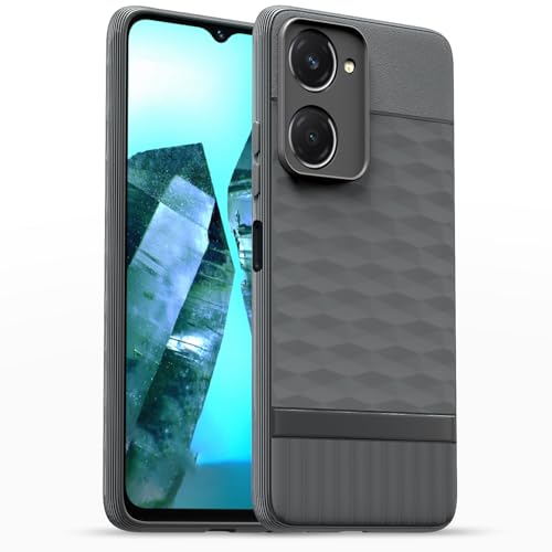 Image of Pikkme Back Cover for iQOO Z9 Lite 5G / Vivo T3 Lite 5G / Vivo Y18 / Y18e / Y03 Camera Protection 3D Hexa Cube Design Silicone Protective Bumper Case (Grey)