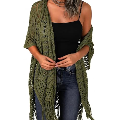 Cardigan en tricot ouvert haut de gamme pour femme avec finitions frangées