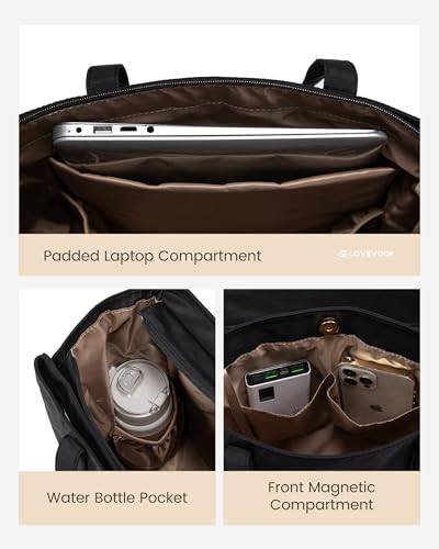 LOVEVOOK Tote Bag For Women, Travel Work Tote with Zipper Fits 15.6'' Laptop, Large Shoulder Handbag, Carry on Bag for Teacher Nurse Gym — view 5
