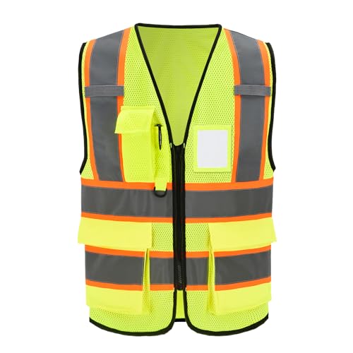 A-SAFETY Mesh High Vis Vest Yellow - Reflective Safety Vest for Men/Women, Sizes 8XL - Lightweight Hi Vis Work Vest