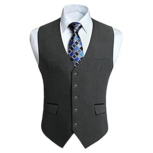 HISDERN Heren vesten, formele effen kleur bruiloft vest klassieke zakelijke party smoking pak vest met zakken S-4XL