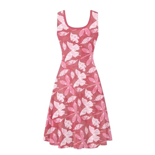 Image of Women's Casual Loose Sundress Midi Sleeveless Crewneck Dress Summer Beach Tank Dress with Pockets
