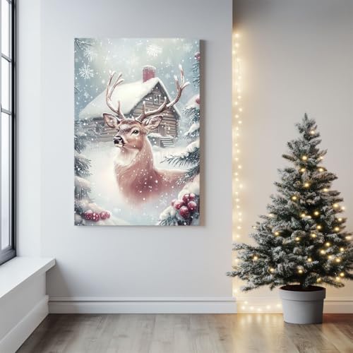 GSPQAZ-Winter-Reindeer-Christmas-Wall-Art-Rustic-Holiday-Canvas-Print-for-Cozy-Vintage-Decor-12x18inch-Unframed GSPQAZ Winter Reindeer Christmas Wall Art Rustic Holiday Canvas Print for Cozy Vintage Decor 12x18inch Unframed