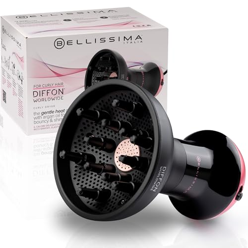 Bellissima Italia Hair Diffuser & Travel Hair Dryer for Curly Hair - Diffon Worldwide - Dual Voltage for International Travel - Mini Hair Dryer