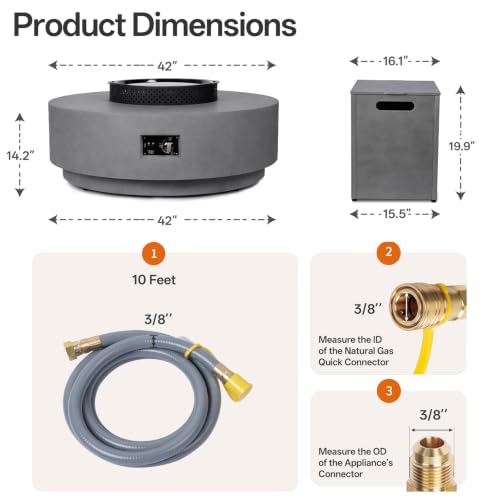 Image of Outdoor Propane Fire Pit Coffee Table 32-Inch 3 in 1 Round Base Patio Heater, 65,000 BTU Stainless Steel Burner, Wind Guard, and Baking Sheet for Garden, Patio
