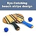 Frescobol Paddle Ball Set (Beach Stripes) - Comes with 2 Paddles, 2 Balls & Canvas Drawstring Bag