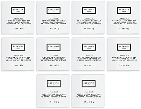 Fuzzion Beekman Fresh Air Goat Milk Bath Bar Boxed Soaps, 1.4 Ounce - Set of 10