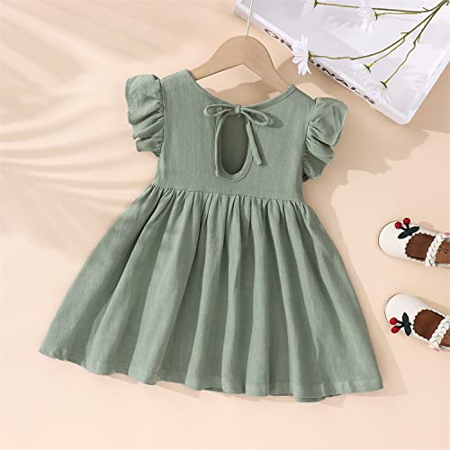 Toddler Baby Girl Dress Summer Cotton Linen Ruffle Halter Sleeveless Kids Casual Beach Party Dresses 2-7 Years4