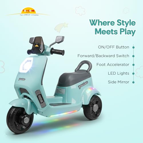 Image of Toyzone Wizard Electric Scooty | Rechargeable Scooty 6V | Powered by 6.5 ah Battery | Music Player with Bluetoooth & USB | 6 Month Warranty on Battery | Make in India | for Kids 2+ Years (Blue)