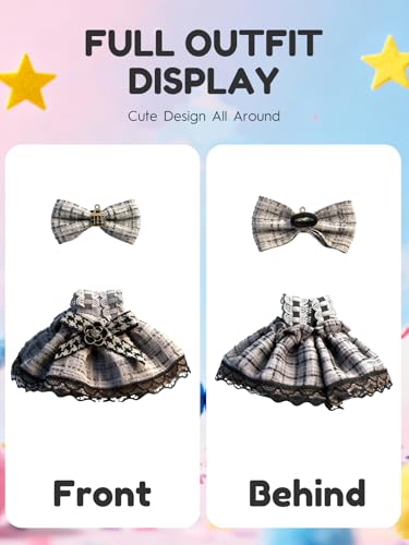Image of Clothes for LABUBU 6.7inch (17cm) Doll, Cute Outfit Small Dress and Hairpin, Dress Up, Accessories (No Doll) (Black /White Dress)