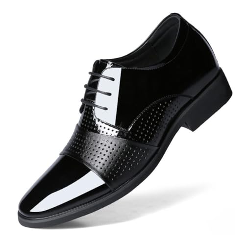 Men's Dress Shoes Casual Pointed Toe Oxford Lace-Up Business Formal Shoes Height Increasing Fashion Casual Shoes