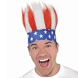 Amscan All-American Fourth of July Crazy Hair Headband, Multi Color, 13.2 x 8.5