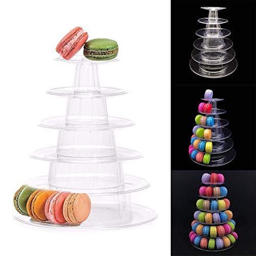 6 Tier Macaron Tower Display Stand, Messar Clear Round Macaron Tower Tray Macaron