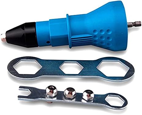 Electric Rivet Nut Gun for Cordless Drill Electric Rivet Riveter Nut Gun Adapter Cordless Riveting Tool Kit Drill Adaptor Insert Nut 2.4 to 4.8mm Accessories DIY (Color : Blue)