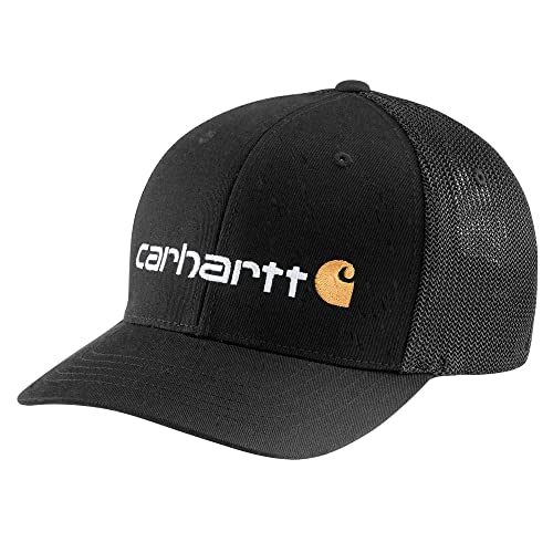 Carhartt Men's Rugged Flex Fitted Canvas Mesh-Back Logo Graphic Cap