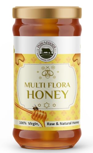 Image of Indu Foods Multi Flora Honey, 100% Virgin, Raw and Natural, Wildflower Blossoms, Rich in Antioxidants