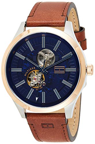 Preisvergleich Produktbild Tommy Hilfiger Herren Analoger Quarz Uhr mit Echtes Leder Armband 1791642