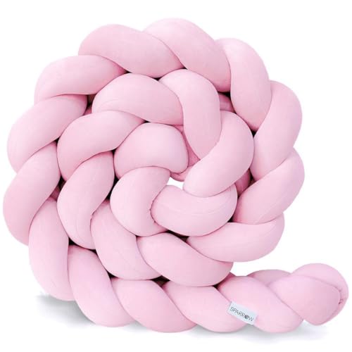 ENAZKLADB Protector de cuna trenzado, almohadas trenzadas anudadas, protector de cama de algodón suave y cómodo, protector trenzado completo, cuna trenzada anudada para decoración de habitación