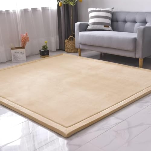 Alfombra De Juego De Terciopelo Coral para Bebé, 3 Cm De Grosor, para Gatear Y Jugar, Antideslizante, para Bebés Y Niños Pequeños, para El Suelo., Natural Brown, 120 * 200CM/47.24 * 78.74INCH