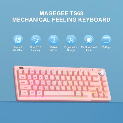Image of MageGee Mini 60% Gaming Keyboard, RGB Backlit 66 Key Ultra-Compact Keyboard, TS68 Ergonomic Waterproof Mechanical Feeling Office Computer Keyboards for PC, MAC, PS4, Xbox ONE Gamer