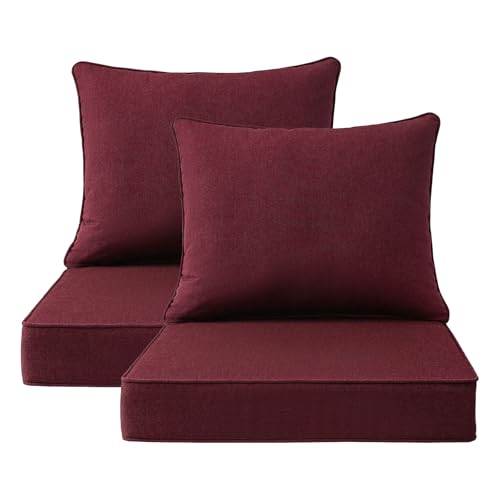 Unimatta Sunbrella Outdoor Patio Chair Cushions Set, 24' x 24', Set of 2, Water-Repellent, Fade...